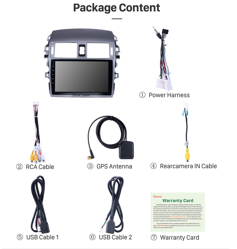 Seicane 9 inch 2007 2008 2009 2010 Toyota OLD Corolla Android 8.1 Bluetooth Radio GPS Navigation Head unit Support WIFI 1080P Video Backup Camera Audio system DVR OBD2 Seicane 9 inch 2007 2008 2009 2010 Toyota OLD Corolla Android 8.1 Bluetooth Radio GPS Navigation Head unit Support WIFI 1080P Video Backup Camera Audio system DVR OBD2