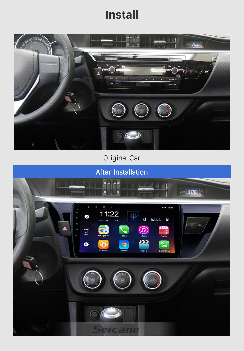 Seicane For Toyota Corolla LHD 2014 Radio Android 8.1 HD Touchscreen 10.1 inch GPS Navigation System with WIFI Bluetooth support Carplay DVR Seicane For Toyota Corolla LHD 2014 Radio Android 8.1 HD Touchscreen 10.1 inch GPS Navigation System with WIFI Bluetooth support Carplay DVR