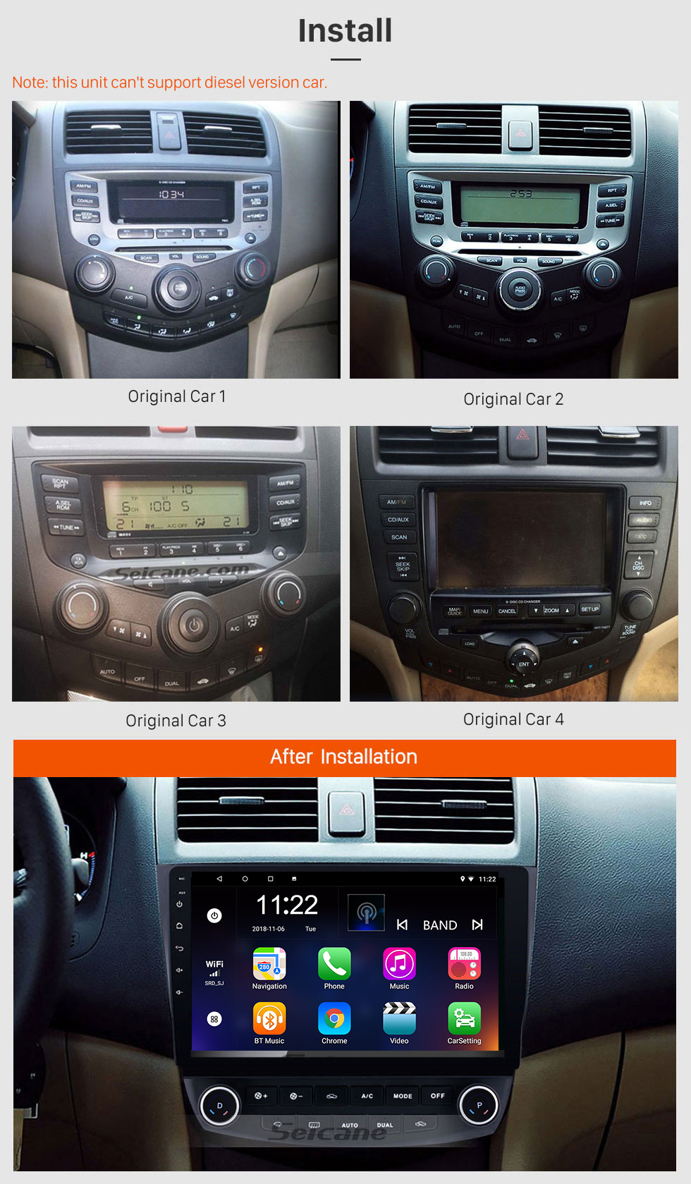 Seicane 10.1 inch Android 8.1 GPS Navigation System Bluetooth For 2003 2004 2005 2006 2007 Honda Accord 7 Support Radio DVD Player Remote Control Touch Screen TV tuner Seicane 10.1 inch Android 8.1 GPS Navigation System Bluetooth For 2003 2004 2005 2006 2007 Honda Accord 7 Support Radio DVD Player Remote Control Touch Screen TV tuner