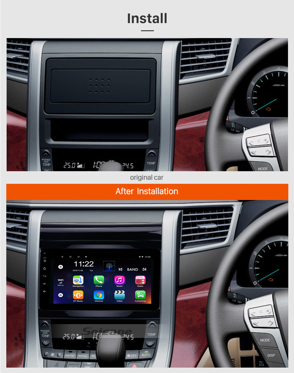 Seicane 8 Inch 2009-2014 Toyota ALPHARD Android 8.1 Radio GPS Navigation system with 3G WiFi Capacitive Touch Screen TPMS DVR OBD II Rear camera AUX Steering Wheel Control USB Bluetooth HD 1080P Video Seicane 8 Inch 2009-2014 Toyota ALPHARD Android 8.1 Radio GPS Navigation system with 3G WiFi Capacitive Touch Screen TPMS DVR OBD II Rear camera AUX Steering Wheel Control USB Bluetooth HD 1080P Video