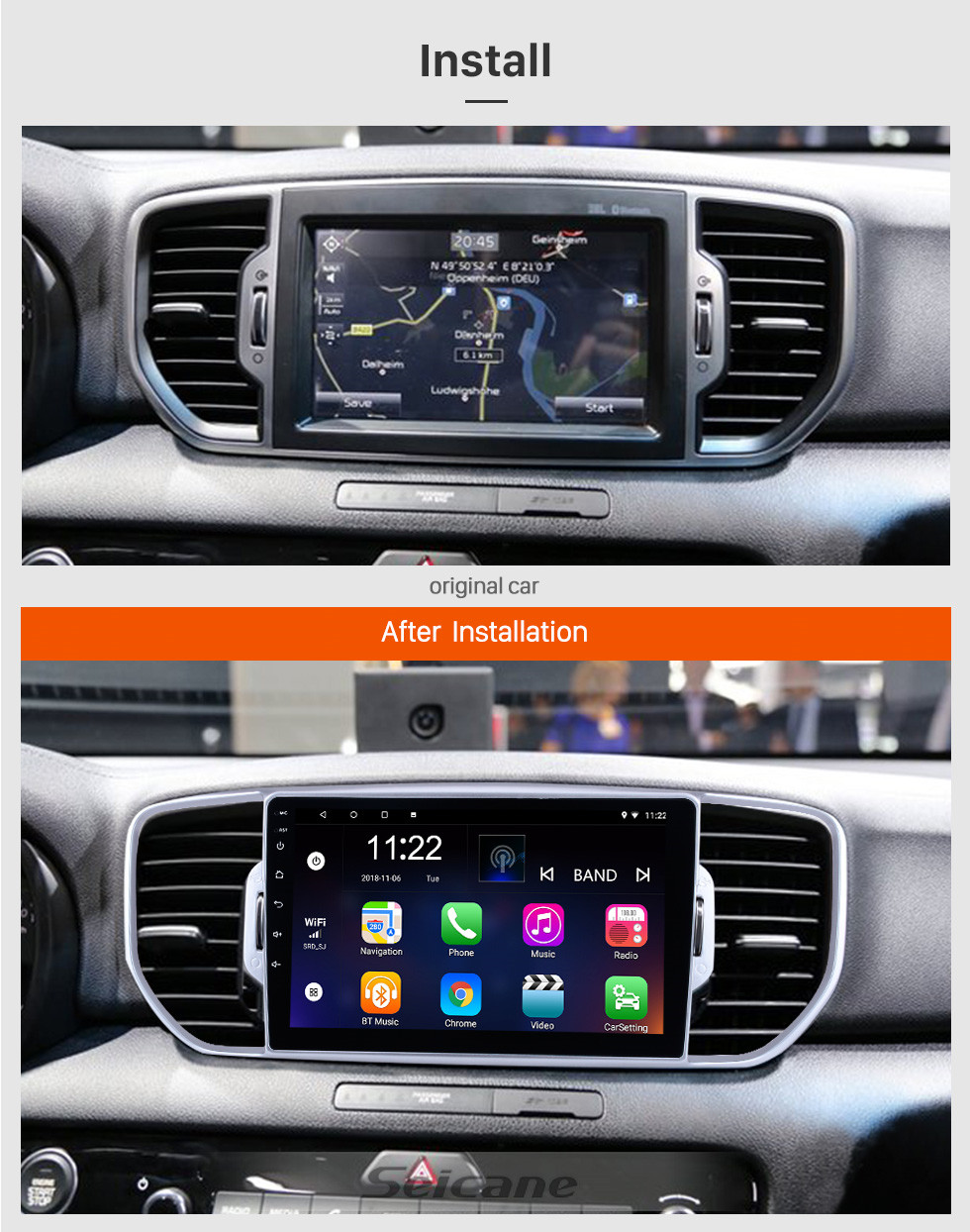 Seicane 9 inch HD Touchscreen Android 8.1 Radio for 2016 2017 2018 2019 KIA KX5 Sportage with GPS Sat Nav Bluetooth Aux USB WIFI Mirror Link 1080P video Seicane 9 inch HD Touchscreen Android 8.1 Radio for 2016 2017 2018 2019 KIA KX5 Sportage with GPS Sat Nav Bluetooth Aux USB WIFI Mirror Link 1080P video