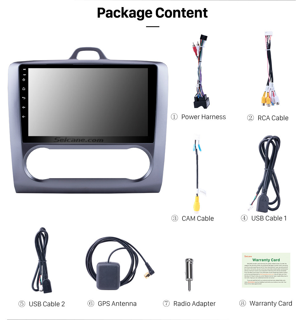 Seicane 9 Zoll HD Touchscreen Android 8.1 2004-2011 Ford Focus Exi AT Radio mit GPS Navigation WIFI Bluetooth USB Musik 1080P Video Spiegelverbindung Rückfahrkamera Seicane 9 Zoll HD Touchscreen Android 8.1 2004-2011 Ford Focus Exi AT Radio mit GPS Navigation WIFI Bluetooth USB Musik 1080P Video Spiegelverbindung Rückfahrkamera