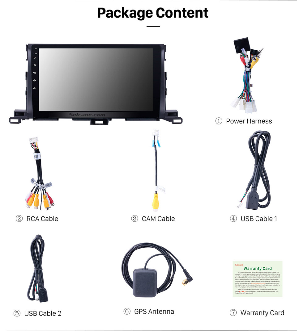 Seicane 10,1 polegadas 2015 Toyota Highlander Android 8.1 Sistema de Navegação GPS 1024 * 600 Touchscreen Rádio Bluetooth OBD2 DVR Câmera de visão traseira TV 1080P WIFI Espelho ligação controle de volante Seicane 10,1 polegadas 2015 Toyota Highlander Android 8.1 Sistema de Navegação GPS 1024 * 600 Touchscreen Rádio Bluetooth OBD2 DVR Câmera de visão traseira TV 1080P WIFI Espelho ligação controle de volante