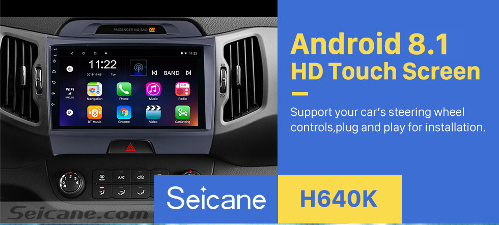 Seicane 9 inch HD 1024*600 Touchscreen Radio for 2010-2015 KIA Sportage Android 8.1 with GPS Navigation Audio system Bluetooth Music USB Aux WIFI 1080P TV Mirror Link DVR Seicane 9 inch HD 1024*600 Touchscreen Radio for 2010-2015 KIA Sportage Android 8.1 with GPS Navigation Audio system Bluetooth Music USB Aux WIFI 1080P TV Mirror Link DVR