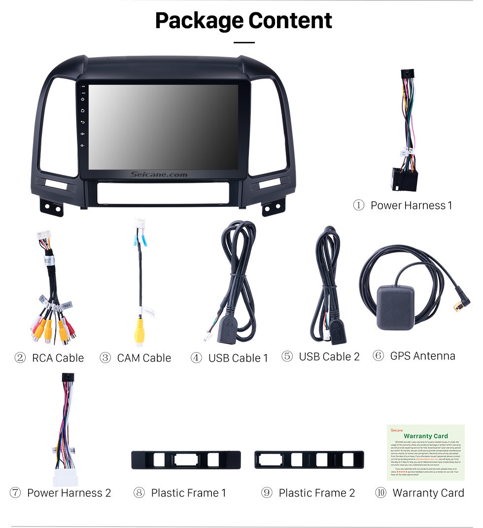 Seicane OEM 2005-2012 HYUNDAI SANTA FE Mise à niveau radio avec Android 8.1 Bluetooth Navigation GPS Système audio de voiture Écran tactile WiFi 3G Lien en miroir OBD2 Caméra de recul DVR AUX Seicane OEM 2005-2012 HYUNDAI SANTA FE Mise à niveau radio avec Android 8.1 Bluetooth Navigation GPS Système audio de voiture Écran tactile WiFi 3G Lien en miroir OBD2 Caméra de recul DVR AUX