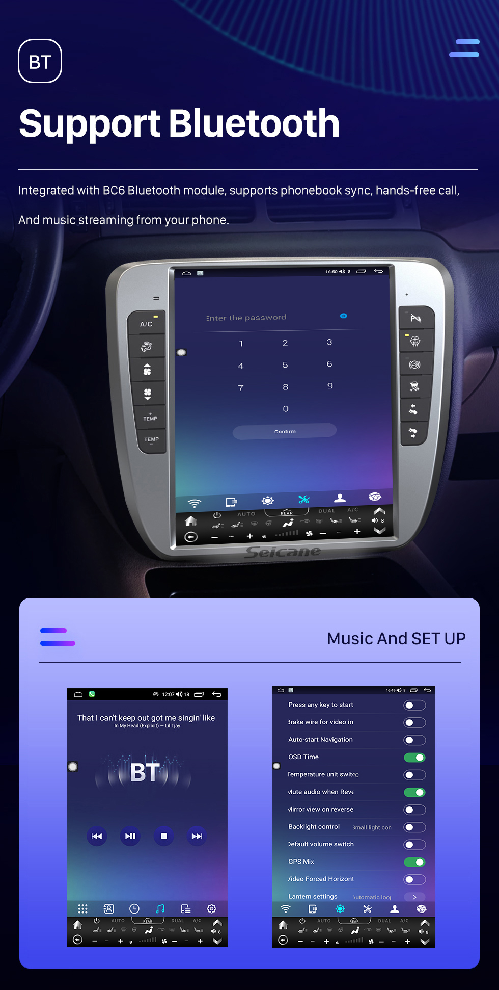 Seicane Carplay 13 polegadas Android 10.0 HD Touchscreen Android Auto GPS Navigation Radio para 2007 2008 2009-2014 Chevy Chevrolet Tahoe Silverado GMC YUkon com Bluetooth