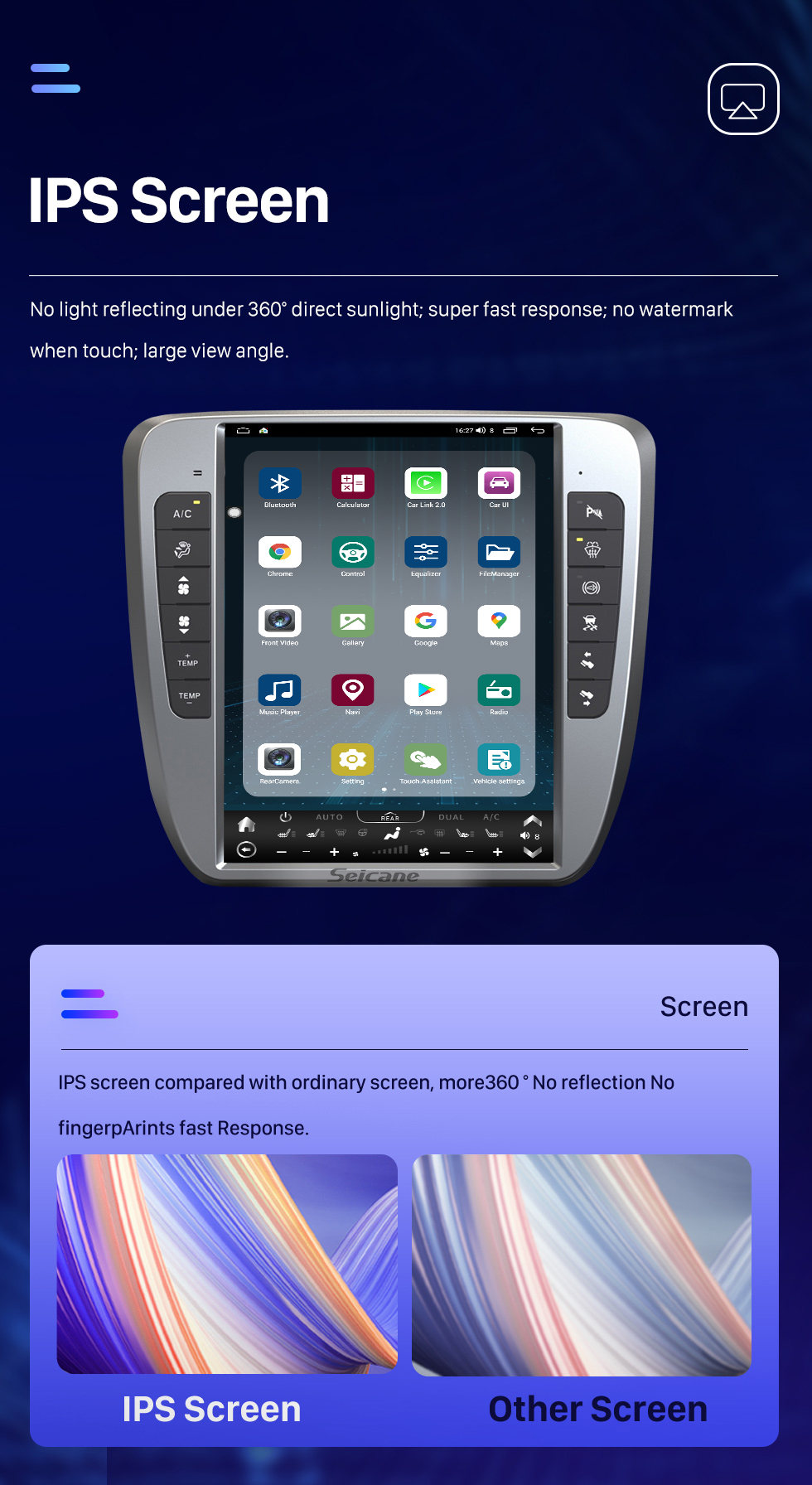 Seicane Carplay 13 pouces Android 10.0 HD à écran tactile Android Auto Radio de navigation GPS pour 2007 2008 2009-2014 Chevy Chevrolet Tahoe Silverado GMC YUkon avec Bluetooth
