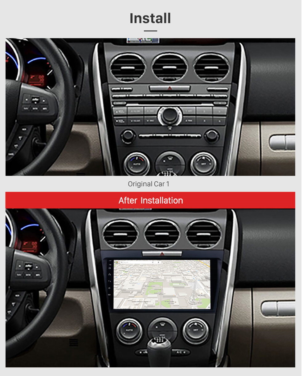 Seicane 9 pulgadas de pantalla táctil sistema de navegación del mercado de accesorios de Android 10.0 para 2007-2014 Mazda CX-7 Soporte Volante Control Bluetooth Música Radio Seicane 9 pulgadas de pantalla táctil sistema de navegación del mercado de accesorios de Android 10.0 para 2007-2014 Mazda CX-7 Soporte Volante Control Bluetooth Música Radio