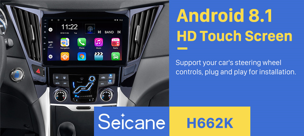Seicane 9 Zoll All-in-One Android 8.1 GPS-Navigationssystem Für 2011-2015 HYUNDAI Sonata i40 i45 mit Touchscreen TPMS DVR OBD II Rückfahrkamera AUX USB SD-Lenkradsteuerung 3G WiFi-Videoradio Bluetooth Seicane 9 Zoll All-in-One Android 8.1 GPS-Navigationssystem Für 2011-2015 HYUNDAI Sonata i40 i45 mit Touchscreen TPMS DVR OBD II Rückfahrkamera AUX USB SD-Lenkradsteuerung 3G WiFi-Videoradio Bluetooth