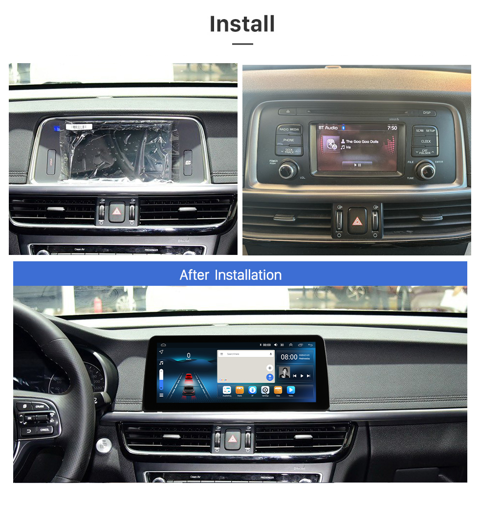 Seicane Écran tactile HD 12,3 pouces Android 12.0 pour 2016 2017 2018-2019 Système de navigation GPS KIA K5 Lecteur DVD de voiture avec Wifi Réparation d&amp;#39;autoradio Support de navigation secondaire TV numérique HD