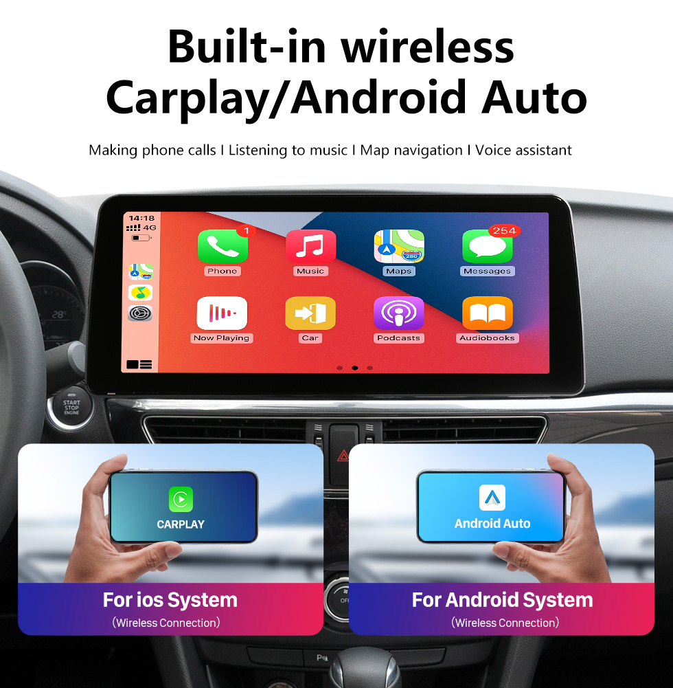Seicane 12,3-дюймовый Android 12.0 для Mazda 6 Atenza 2014, 2015, 2016, Радио, GPS-навигационная система с сенсорным экраном HD, поддержка Bluetooth Carplay OBD2