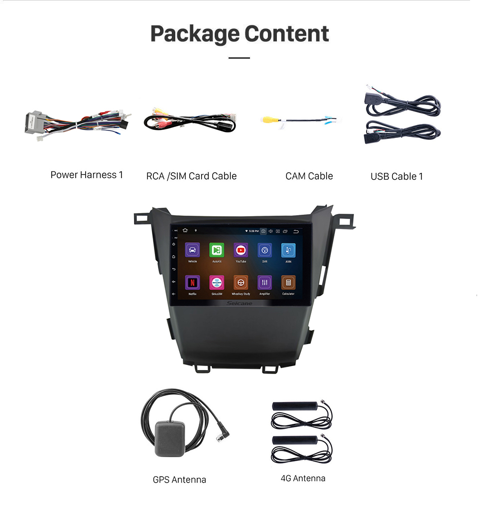 Seicane Carplay 7 pouces HD Écran tactile Android 13.0 pour 2013 Honda Odyssey Navigation GPS Android Auto Head Unit Support DAB + OBDII WiFi Commande au volant