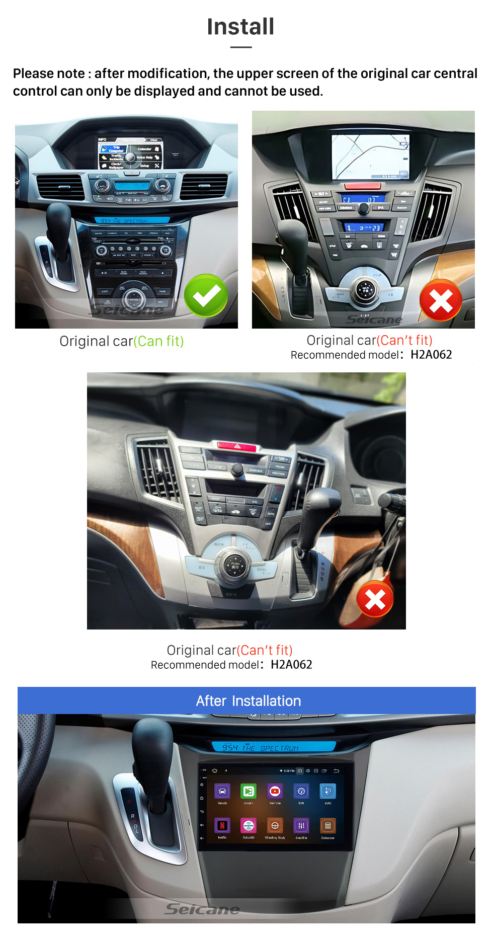 Seicane Carplay 7 inch HD Touchscreen Android 13.0 for 2013 Honda Odyssey GPS Navigation Android Auto Head Unit Support DAB+ OBDII WiFi Steering Wheel Control Seicane Carplay 7 inch HD Touchscreen Android 13.0 for 2013 Honda Odyssey GPS Navigation Android Auto Head Unit Support DAB+ OBDII WiFi Steering Wheel Control