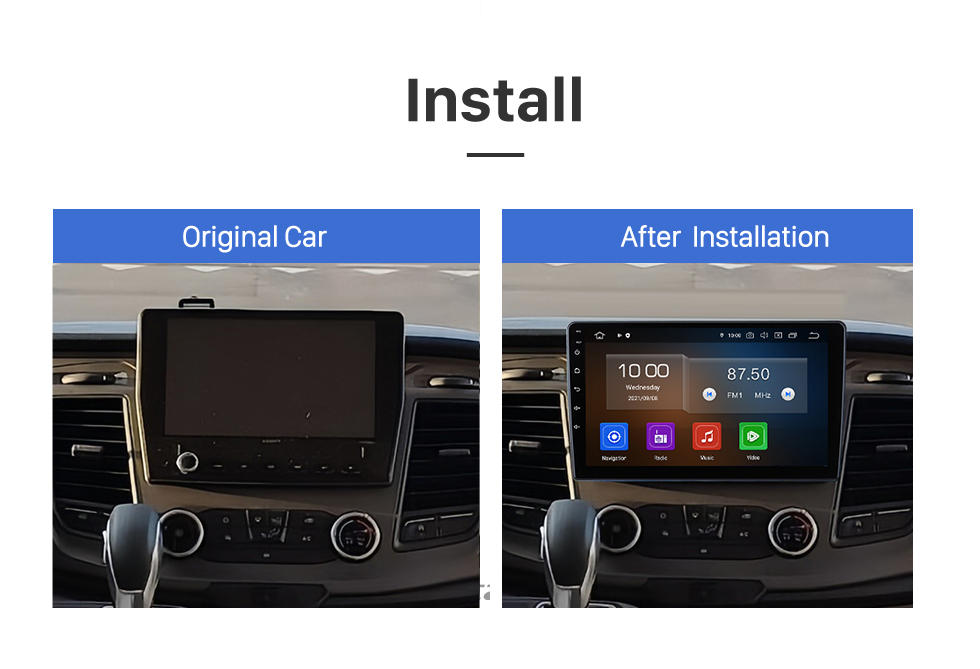 Seicane HD-Touchscreen 10,1 Zoll Android 13.0 für 2021 FORD TRANSIT 350 Radio GPS-Navigationssystem Bluetooth Carplay-Unterstützung Rückfahrkamera