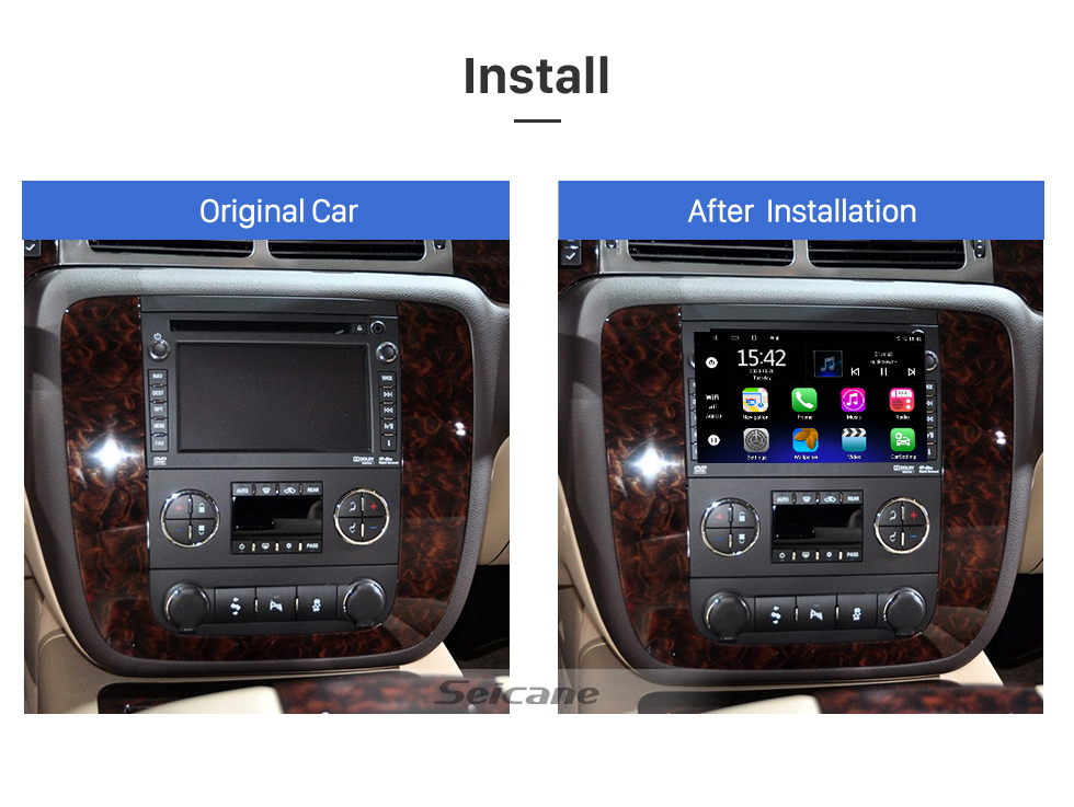 Seicane Für 2007 2008 2009 2010 2011 GMC Radio Android 13.0 HD Touchscreen 8 Zoll GPS-Navigationssystem mit Bluetooth-Unterstützung Carplay DVR