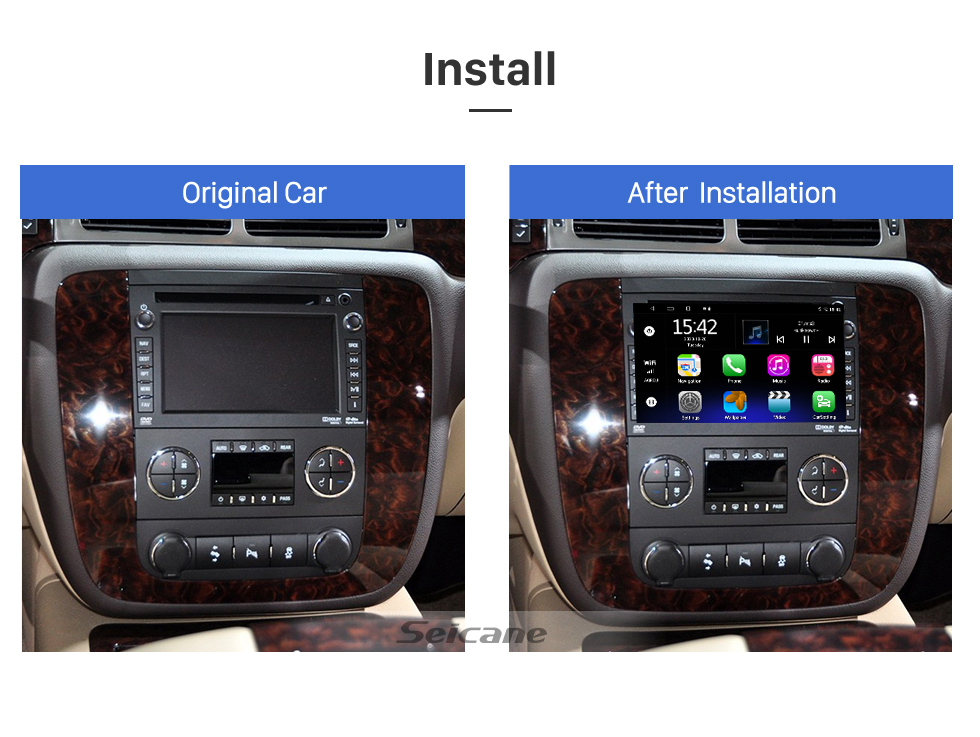 Seicane Para 2007 2008 2009 2010 2011 GMC Rádio Android 13.0 HD Touchscreen Sistema de navegação GPS de 8 polegadas com suporte para Bluetooth Carplay DVR