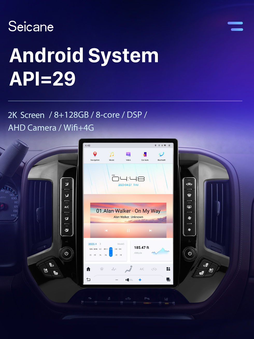 Seicane 14,4-дюймовый Android 12.0 GPS-навигатор для Chevrolet Silverado 2014 2015 2016-2018 годов с сенсорным экраном HD с поддержкой Bluetooth Carplay DVR TPMS