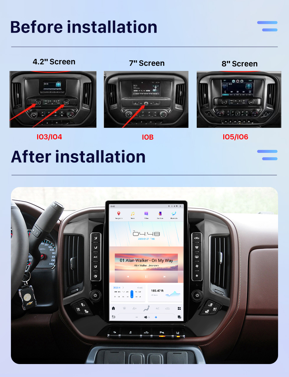 Seicane Rádio de navegação GPS Android 12.0 de 14,4 polegadas para 2014 2015 2016-2018 Chevrolet Silverado com tela sensível ao toque HD Bluetooth Carplay suporte DVR TPMS