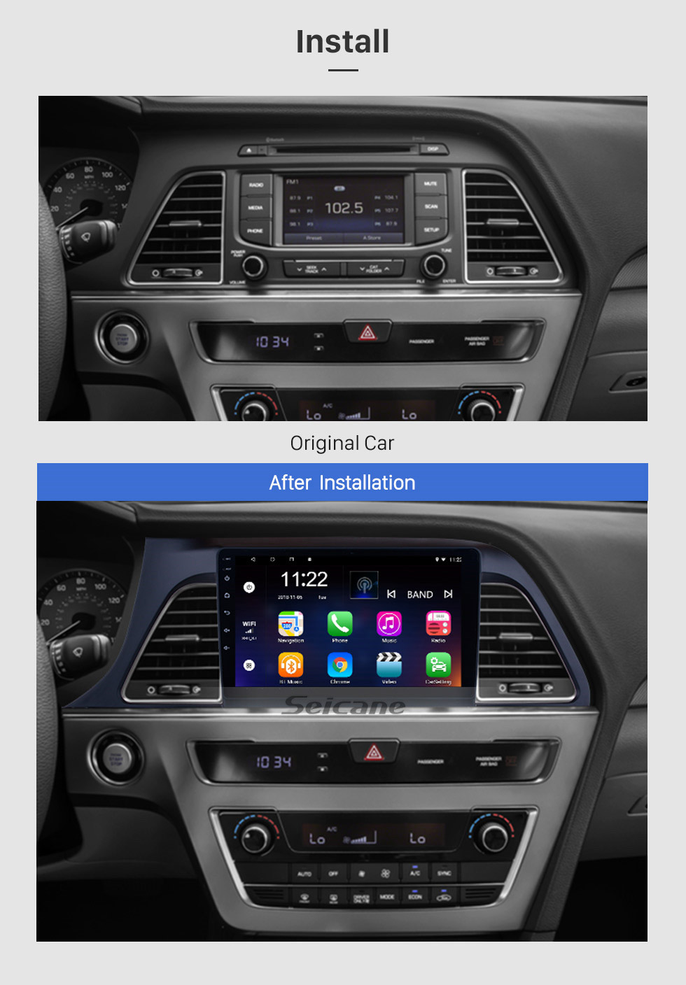 Seicane Android 8.1 2015 2016 2017 Hyundai Sonata 9 Inch HD Touchscreen Car Stereo Radio Head Unit GPS Navigation Bluetooth WIFI Support Steering Wheel Control USB OBD2 Rearview Camera Seicane Android 8.1 2015 2016 2017 Hyundai Sonata 9 Inch HD Touchscreen Car Stereo Radio Head Unit GPS Navigation Bluetooth WIFI Support Steering Wheel Control USB OBD2 Rearview Camera