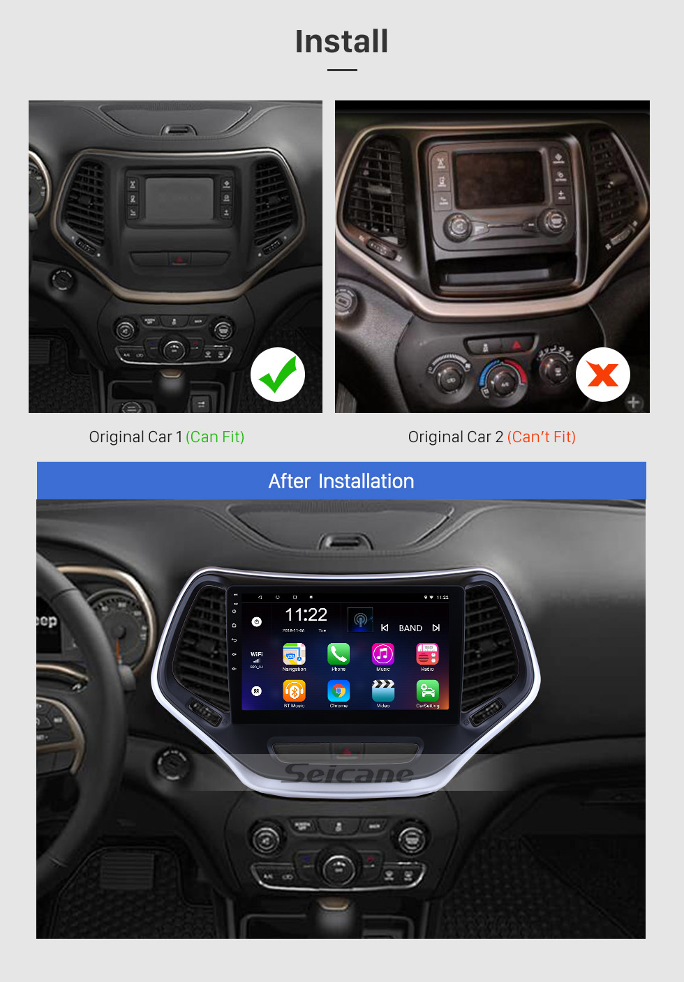 Seicane 2016 Jeep Grand Cherokee 10.1 inch Android 8.1 Touchscreen Radio GPS Navigation System WIFI Bluetooth Steering Wheel Control support OBD2 DVR Backup Camera Seicane 2016 Jeep Grand Cherokee 10.1 inch Android 8.1 Touchscreen Radio GPS Navigation System WIFI Bluetooth Steering Wheel Control support OBD2 DVR Backup Camera