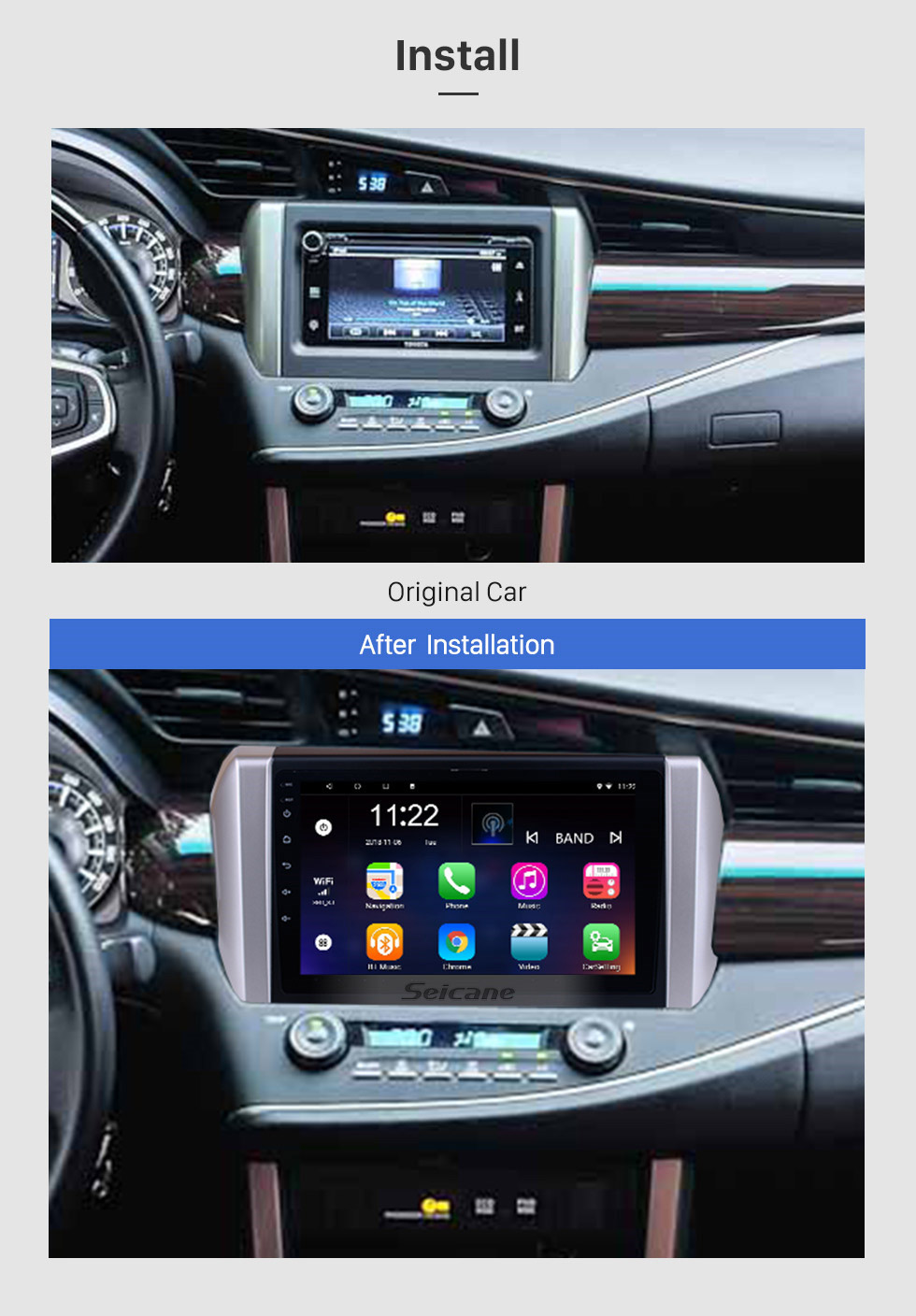 Seicane 9 pouces HD écran tactile Android 8.1 Radio pour 2015 Toyota INNOVA GPS Navigation SWC Bluetooth USB WIFI Rearview Carplay Vidéo soutien DVR TPMS Seicane 9 pouces HD écran tactile Android 8.1 Radio pour 2015 Toyota INNOVA GPS Navigation SWC Bluetooth USB WIFI Rearview Carplay Vidéo soutien DVR TPMS
