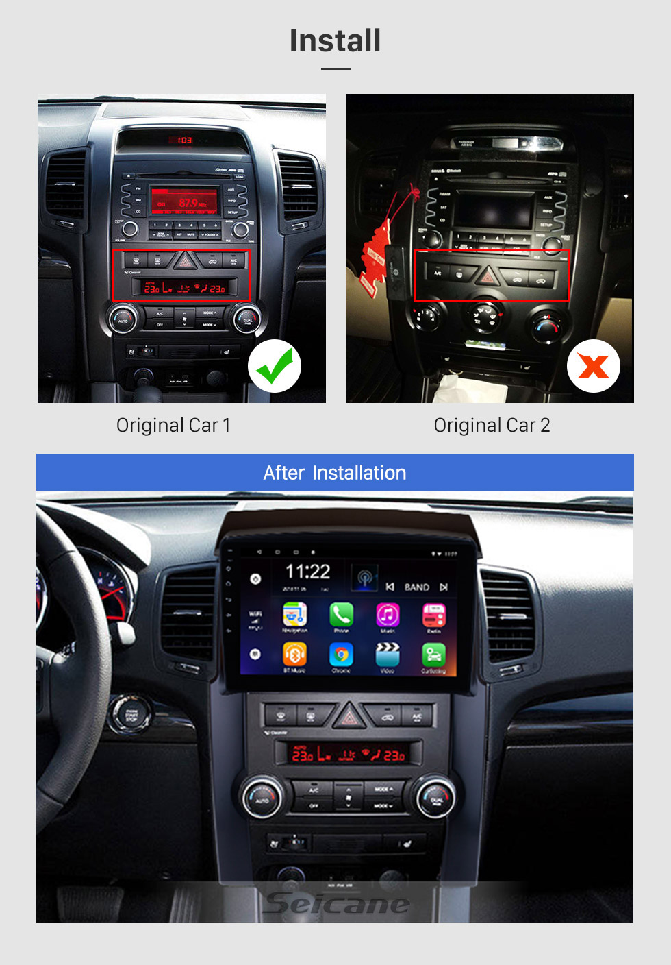 Seicane 10.1 pouce HD Écran tactile Android 8.1 Radio pour 2009-2012 KIA Sorento GPS Navigation Auto Stéréo WIFI Musique Bluetooth Téléphone USB SWC soutien caméra de recul Seicane 10.1 pouce HD Écran tactile Android 8.1 Radio pour 2009-2012 KIA Sorento GPS Navigation Auto Stéréo WIFI Musique Bluetooth Téléphone USB SWC soutien caméra de recul