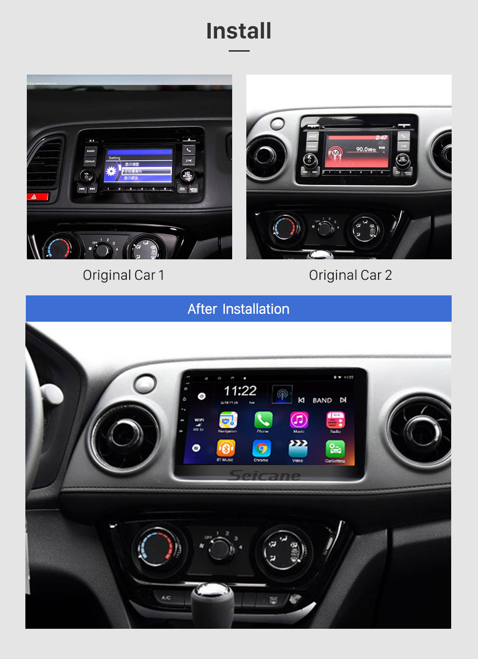 Seicane 10,1 pouces 2014 2015 2016 Honda Vezel XRV Android 8.1 Radio à écran tactile Système de navigation GPS Bluetooth AUX USB Contrôle du volant Vidéo TPMS DVR OBD II Seicane 10,1 pouces 2014 2015 2016 Honda Vezel XRV Android 8.1 Radio à écran tactile Système de navigation GPS Bluetooth AUX USB Contrôle du volant Vidéo TPMS DVR OBD II