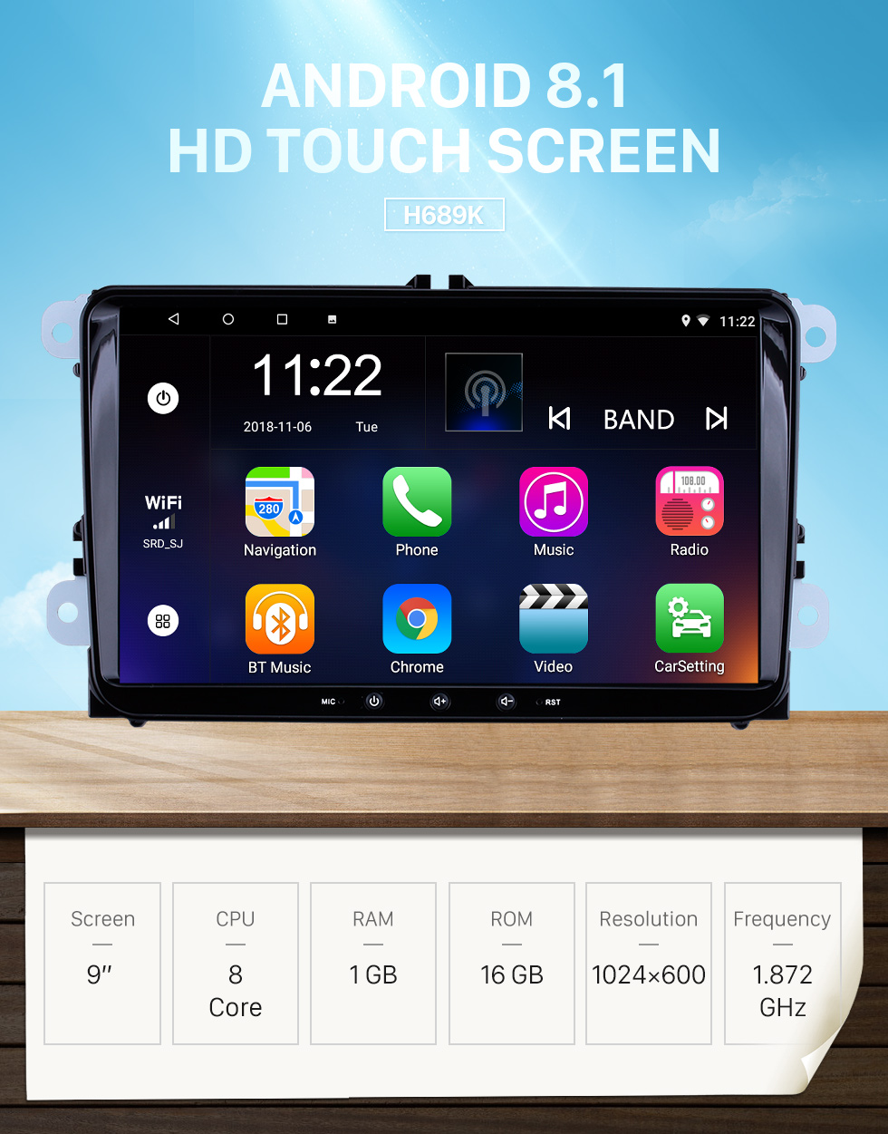 Seicane 9 pulgadas Android 8.1 HD 1024 * 600 Radio con pantalla táctil para VW Volkswagen SKODA universal Asiento con navegación GPS WIFI Bluetooth Música Enlace del volante Control del volante 1080P Seicane 9 pulgadas Android 8.1 HD 1024 * 600 Radio con pantalla táctil para VW Volkswagen SKODA universal Asiento con navegación GPS WIFI Bluetooth Música Enlace del volante Control del volante 1080P