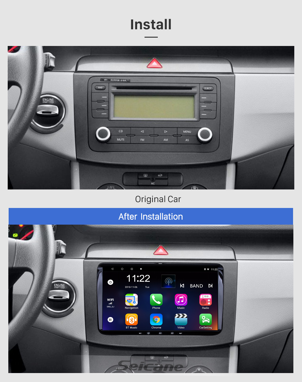 Seicane 9 pulgadas Android 8.1 HD 1024 * 600 Radio con pantalla táctil para VW Volkswagen SKODA universal Asiento con navegación GPS WIFI Bluetooth Música Enlace del volante Control del volante 1080P Seicane 9 pulgadas Android 8.1 HD 1024 * 600 Radio con pantalla táctil para VW Volkswagen SKODA universal Asiento con navegación GPS WIFI Bluetooth Música Enlace del volante Control del volante 1080P