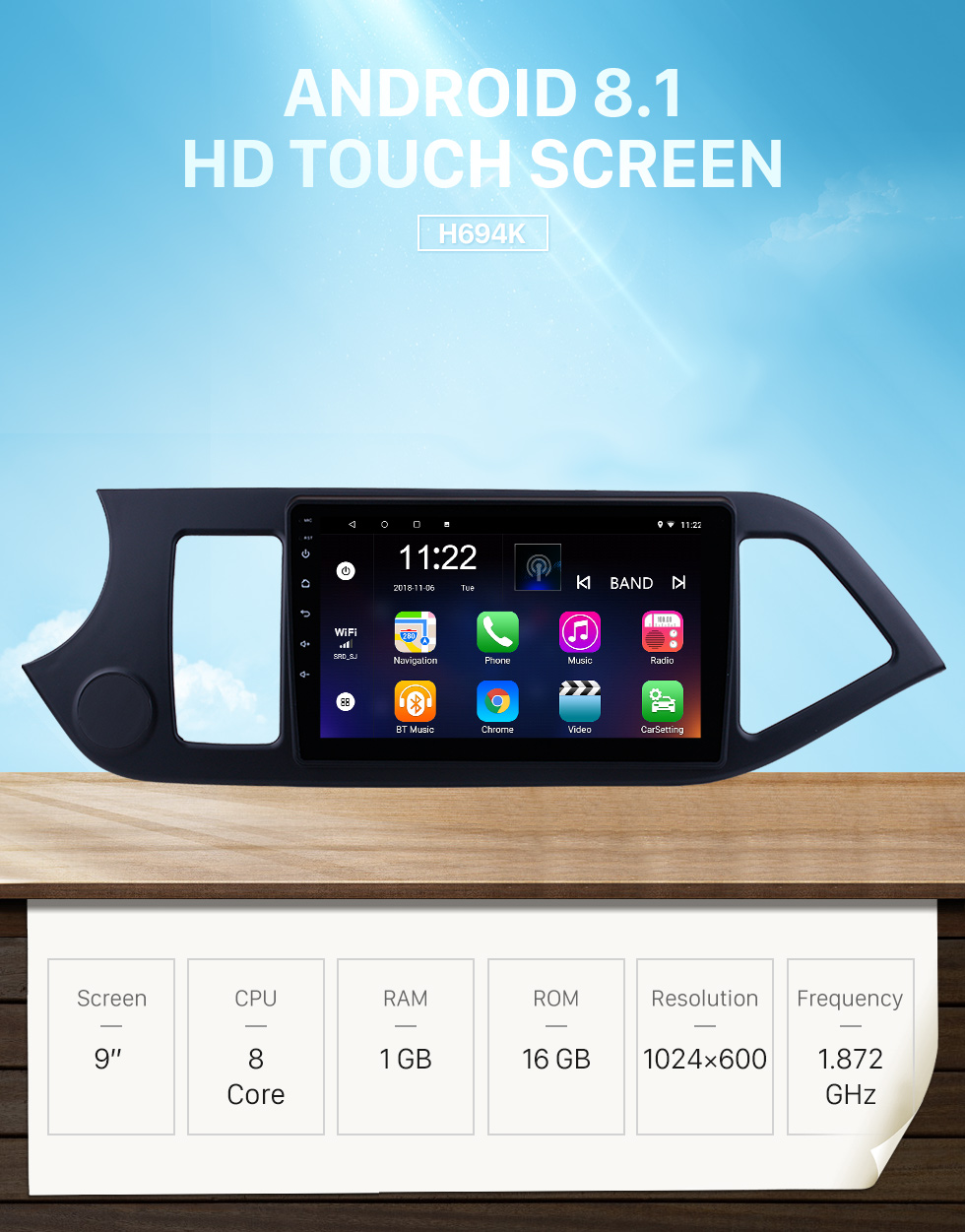 Seicane 9 inch Android 8.1 GPS Radio for 2011-2014 KIA PICANTO Morning (LHD) 1024*600 Touch Screen Bluetooth Navigation system Mirror link OBD2 DVR Backup Camera TV 3G WIFI USB SD 16G Flash 1080P Video Seicane 9 inch Android 8.1 GPS Radio for 2011-2014 KIA PICANTO Morning (LHD) 1024*600 Touch Screen Bluetooth Navigation system Mirror link OBD2 DVR Backup Camera TV 3G WIFI USB SD 16G Flash 1080P Video