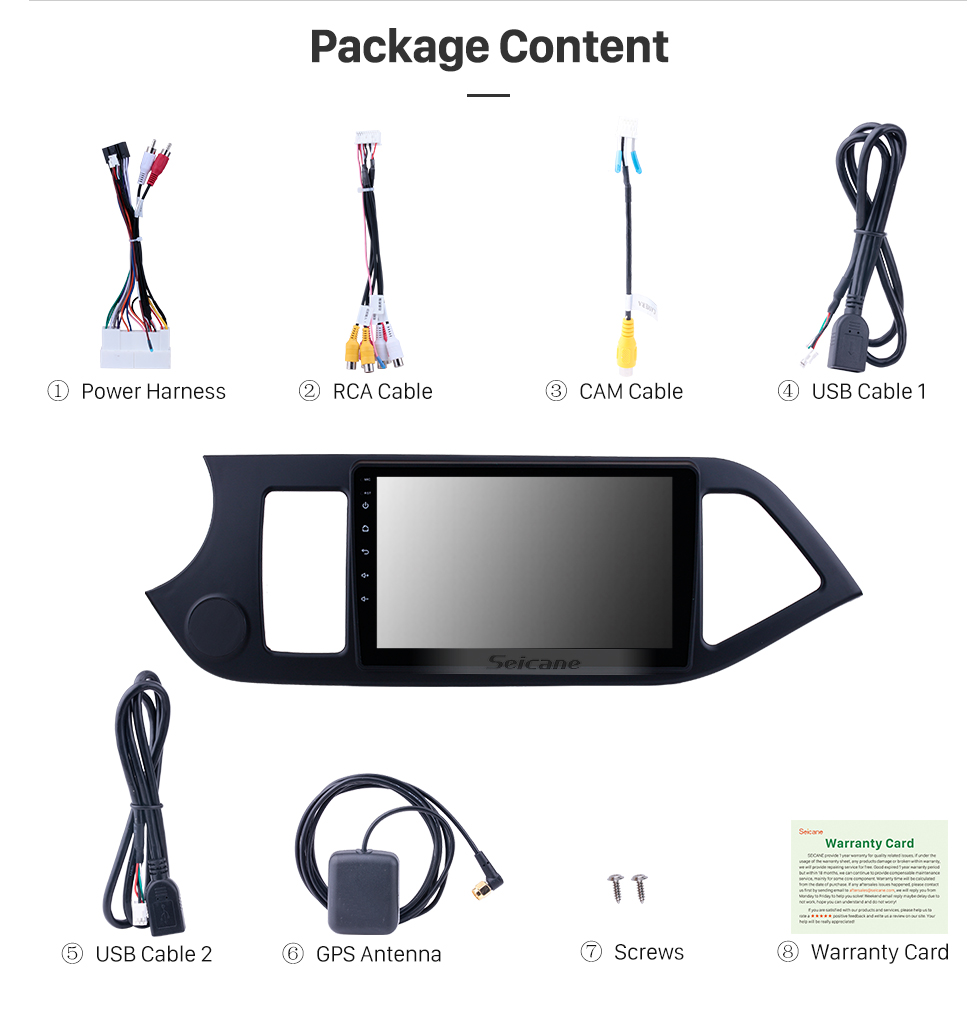 Seicane 9 inch Android 8.1 GPS Radio for 2011-2014 KIA PICANTO Morning (LHD) 1024*600 Touch Screen Bluetooth Navigation system Mirror link OBD2 DVR Backup Camera TV 3G WIFI USB SD 16G Flash 1080P Video Seicane 9 inch Android 8.1 GPS Radio for 2011-2014 KIA PICANTO Morning (LHD) 1024*600 Touch Screen Bluetooth Navigation system Mirror link OBD2 DVR Backup Camera TV 3G WIFI USB SD 16G Flash 1080P Video