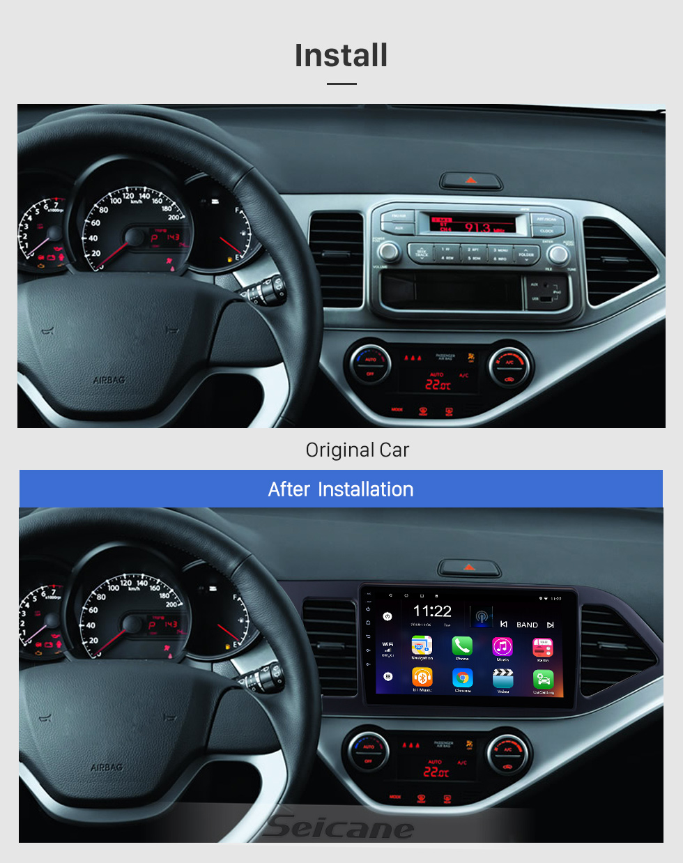 Seicane 9 inch Android 8.1 GPS Radio for 2011-2014 KIA PICANTO Morning (LHD) 1024*600 Touch Screen Bluetooth Navigation system Mirror link OBD2 DVR Backup Camera TV 3G WIFI USB SD 16G Flash 1080P Video Seicane 9 inch Android 8.1 GPS Radio for 2011-2014 KIA PICANTO Morning (LHD) 1024*600 Touch Screen Bluetooth Navigation system Mirror link OBD2 DVR Backup Camera TV 3G WIFI USB SD 16G Flash 1080P Video