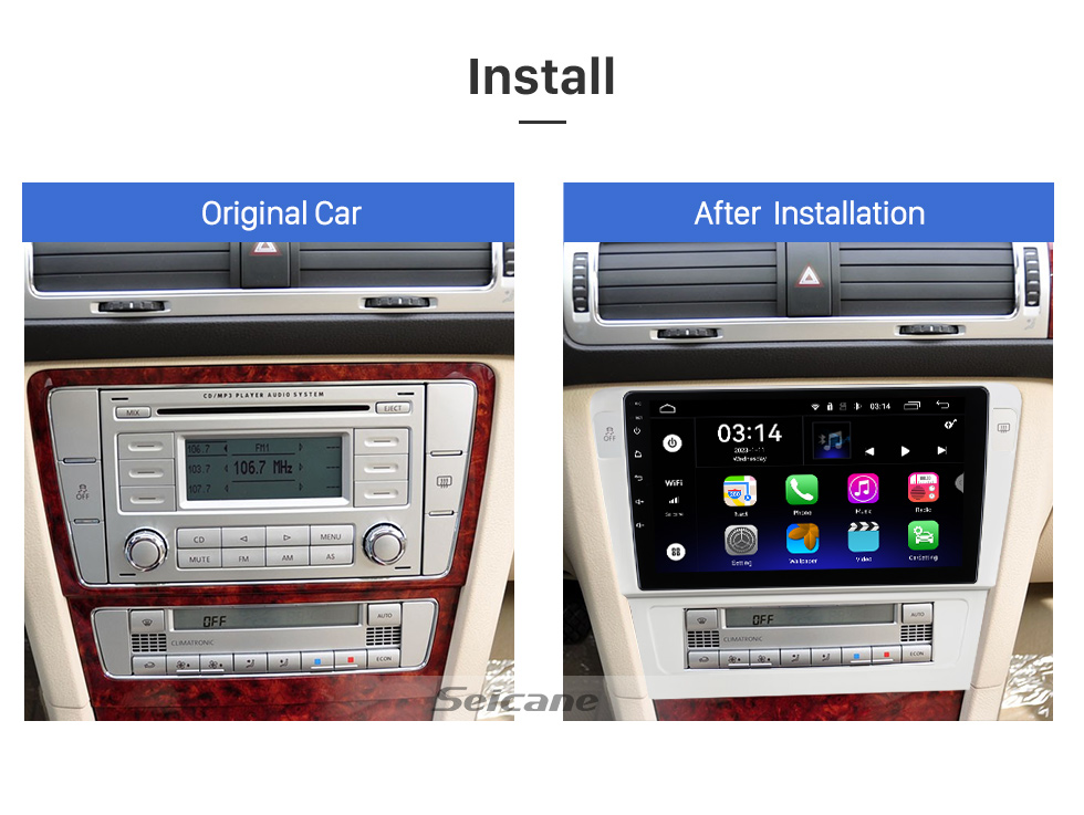 Seicane Android 13.0 HD Touchscreen 9 inch for 2009 2010 2011 VOLKSWAGEN PASSAT B7 Radio GPS Navigation System with Bluetooth support Carplay Rear camera Seicane Android 13.0 HD Touchscreen 9 inch for 2009 2010 2011 VOLKSWAGEN PASSAT B7 Radio GPS Navigation System with Bluetooth support Carplay Rear camera
