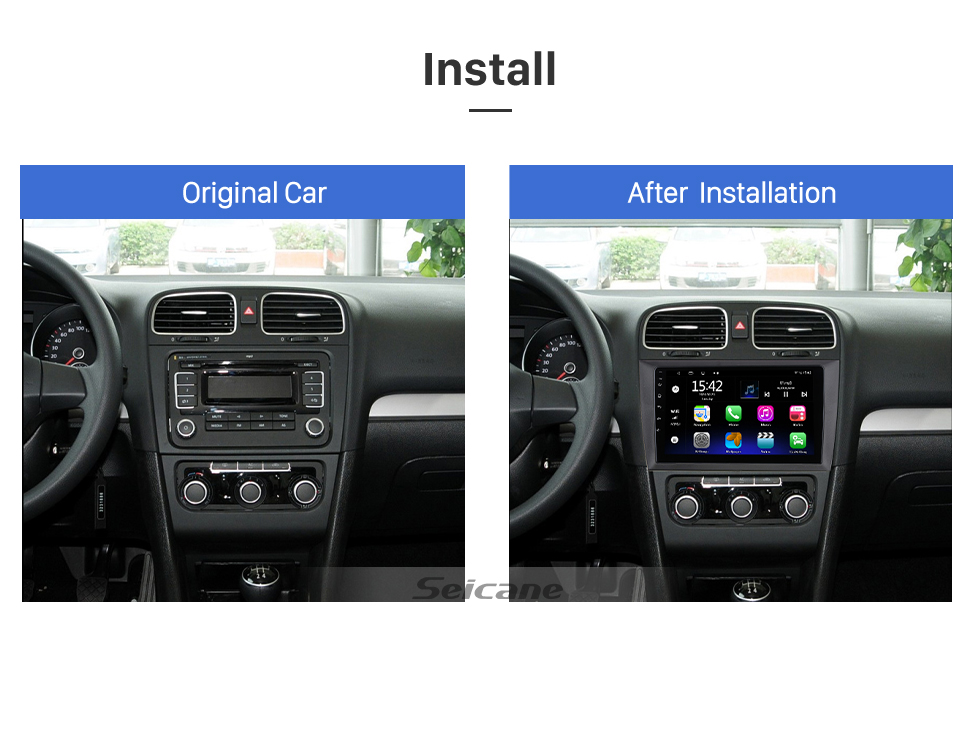 Seicane For 2008 2009 2010 2011 2012 VOLKSWAGEN GOLF 6 Radio 9 inch Android 13.0 HD Touchscreen GPS Navigation System with Bluetooth support Carplay OBD2