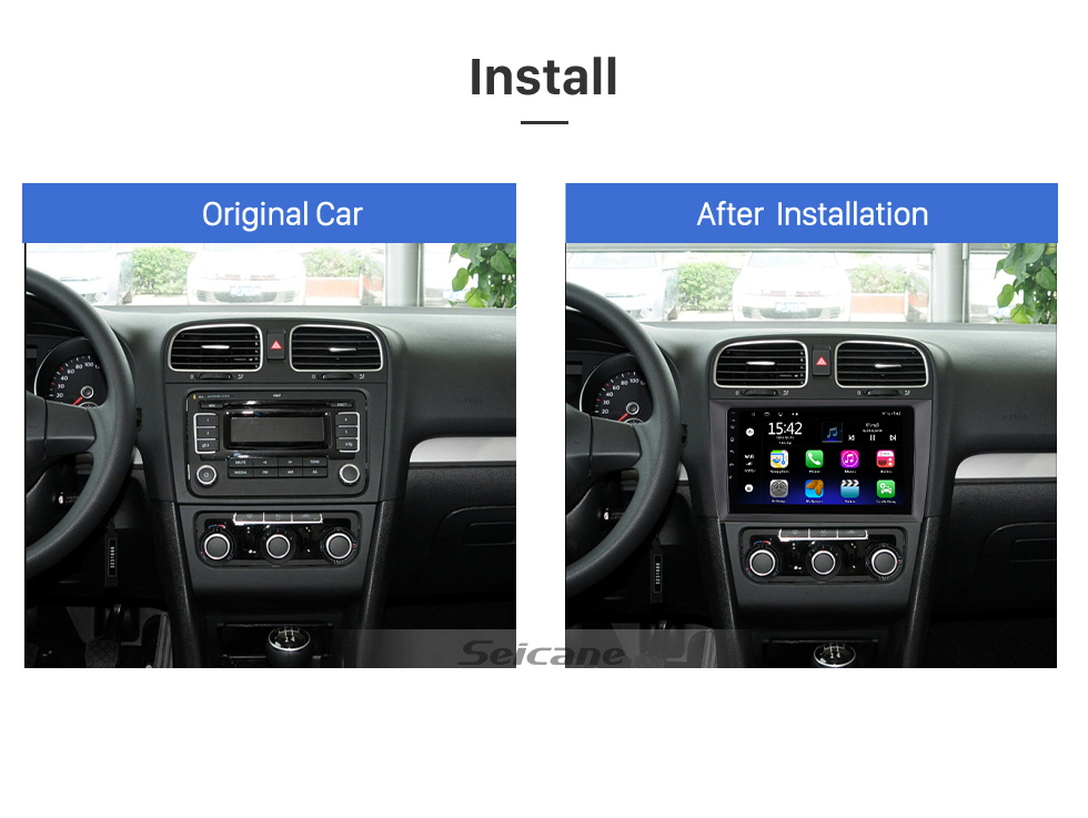 Seicane Pour 2008 2009 2010 2011 2012 VOLKSWAGEN GOLF 6 Radio 9 pouces Android 13.0 HD Système de navigation GPS à écran tactile avec prise en charge Bluetooth Carplay OBD2