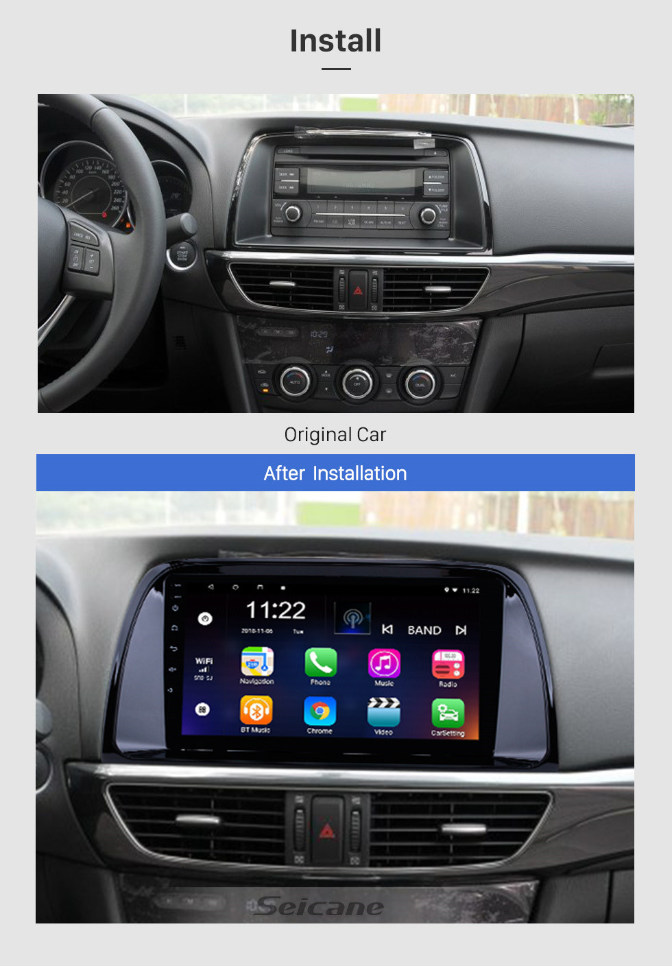 Seicane 9 pulgadas 2012-2015 Mazda CX-5 1024 * 600 Pantalla táctil Android 8.1 Sistema de navegación GPS con WIFI Bluetooth Música USB OBD2 AUX Radio de respaldo Control del volante Seicane 9 pulgadas 2012-2015 Mazda CX-5 1024 * 600 Pantalla táctil Android 8.1 Sistema de navegación GPS con WIFI Bluetooth Música USB OBD2 AUX Radio de respaldo Control del volante