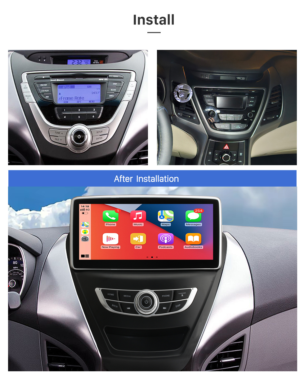 Seicane Android 10.0 Carplay 10.25 pulgadas 1920 * 720 Pantalla de ajuste completo para 2014 2015 2016 2017 Hyundai Elantra Radio de navegación GPS con bluetooth