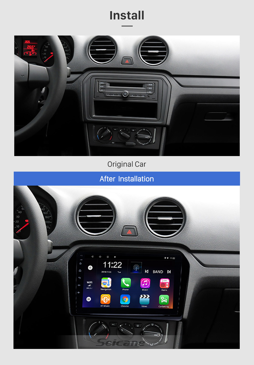 Seicane 9 inch 2012-2015 VW Volkswagen Jetta HD touchscreen Android 8.1 GPS Navigation System Bluetooth Support FM/AM/RDS Radio Carplay WIFI OBD II Seicane 9 inch 2012-2015 VW Volkswagen Jetta HD touchscreen Android 8.1 GPS Navigation System Bluetooth Support FM/AM/RDS Radio Carplay WIFI OBD II