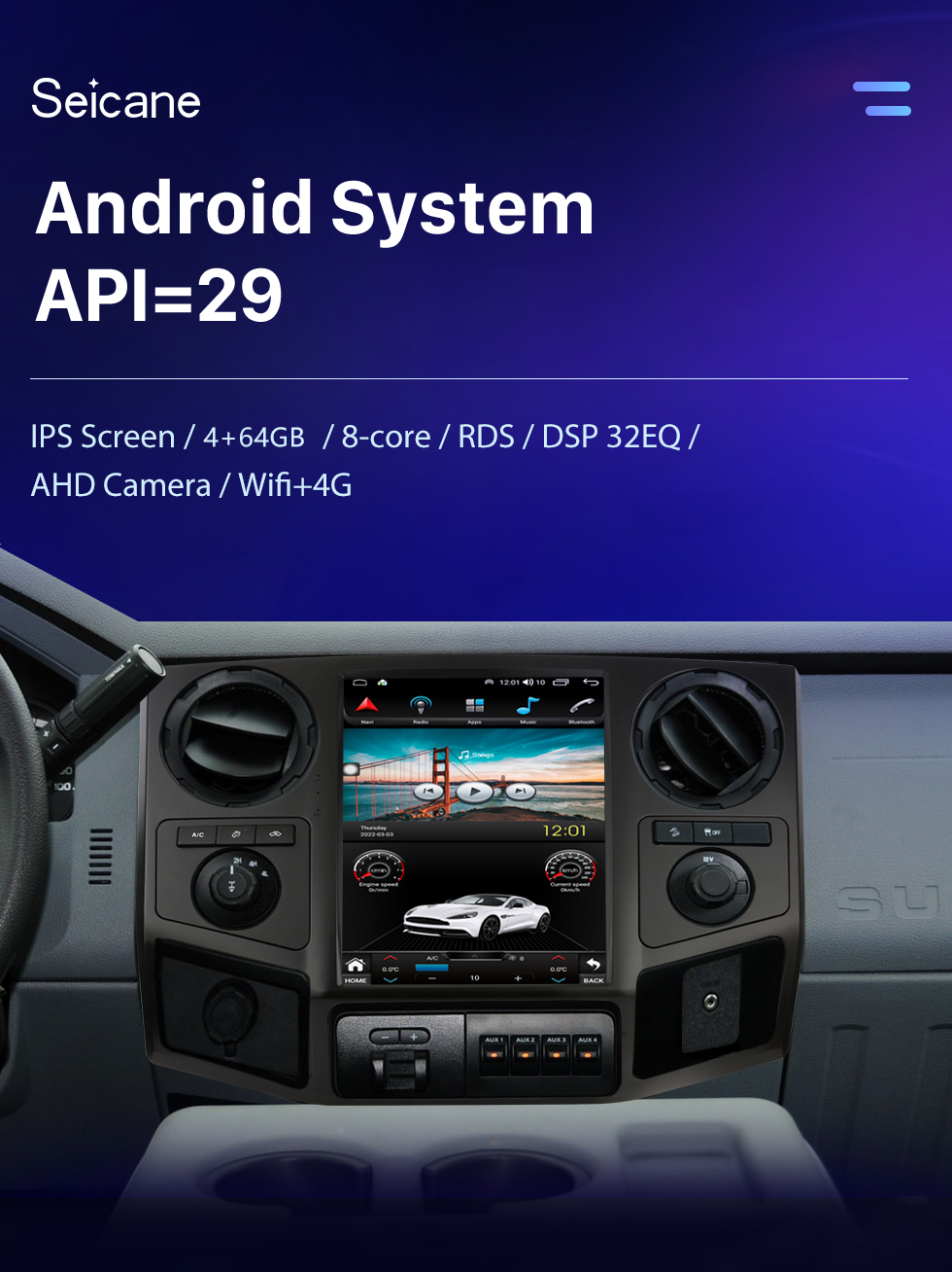 Seicane Carplay 12,1 pouces Android 10.0 HD à écran tactile Android Auto Radio de navigation GPS pour 2008 2009 2010-2016 F250 350 avec Bluetooth Seicane Carplay 12,1 pouces Android 10.0 HD à écran tactile Android Auto Radio de navigation GPS pour 2008 2009 2010-2016 F250 350 avec Bluetooth