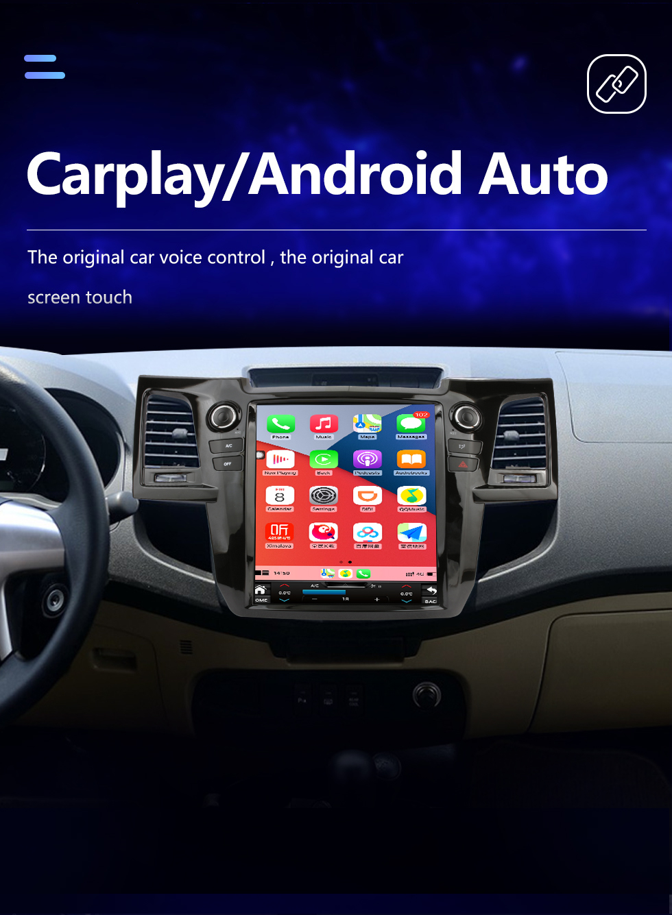 Seicane Carplay OEM 12,1-дюймовый Android 10.0 для 2004 2005 2006-2015 TOYOTA Fortuner Radio Android Автоматическая система GPS-навигации с сенсорным экраном HD Поддержка Bluetooth OBD2 DVR