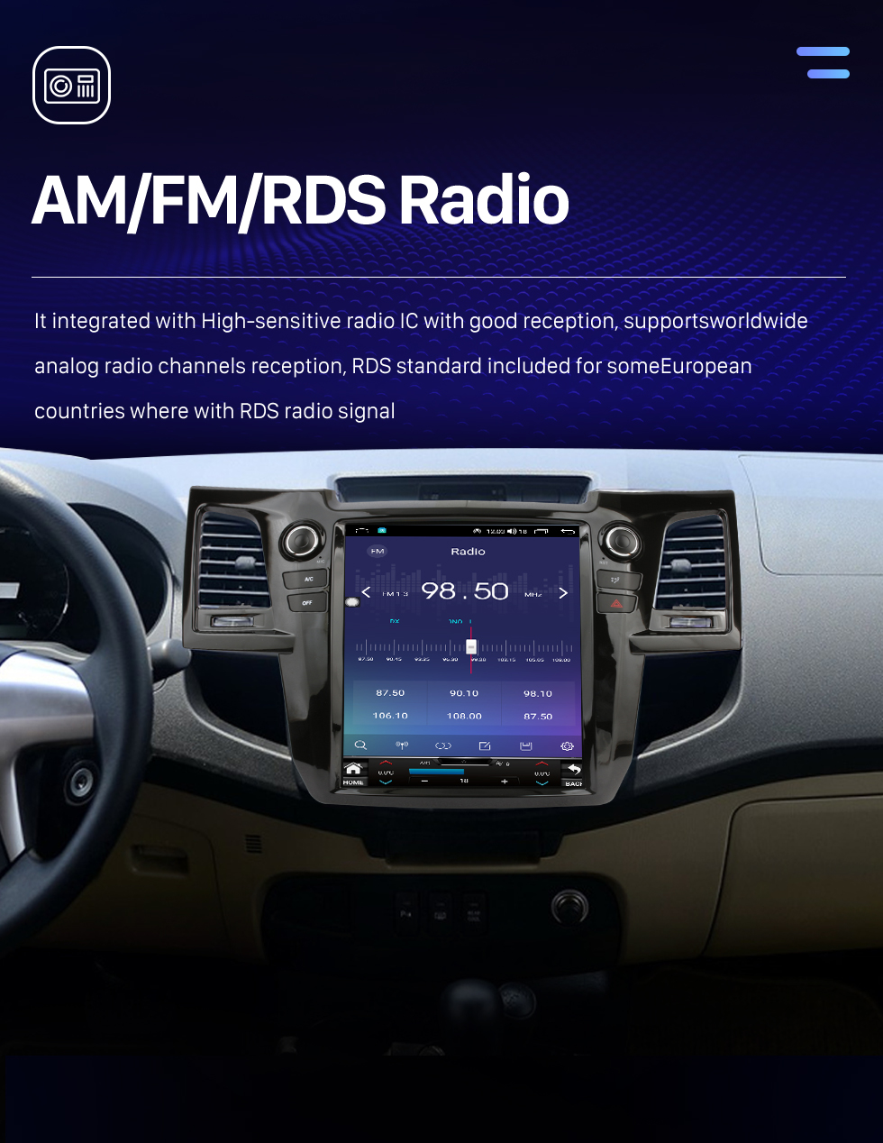 Seicane Carplay OEM 12,1 Zoll Android 10.0 für 2004 2005 2006–2015 Toyota Fortuner Radio Android Auto GPS Navigationssystem mit HD Touchscreen Bluetooth Unterstützung OBD2 DVR