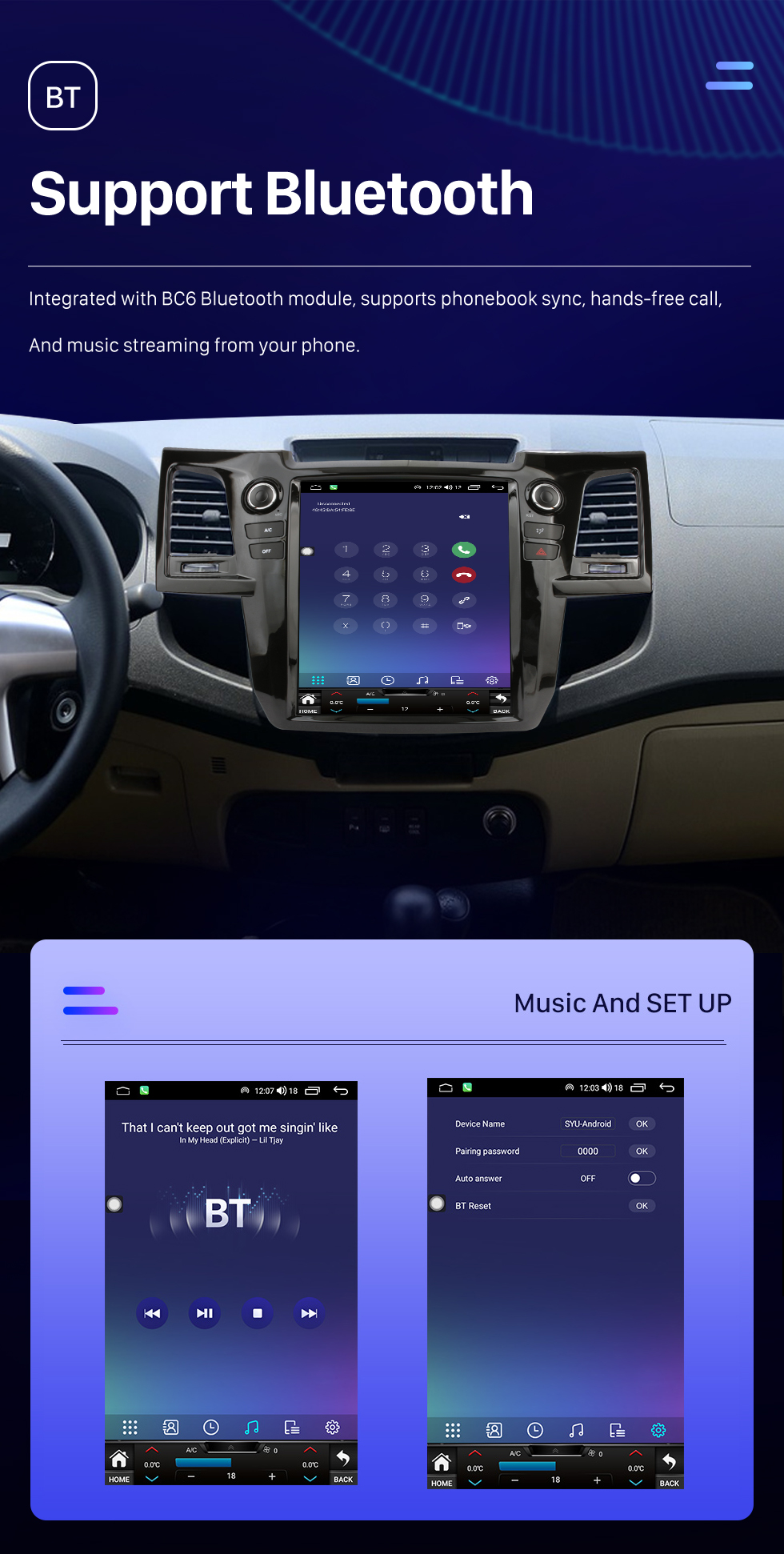 Seicane Carplay OEM 12.1 inch Android 10.0 for 2004 2005 2006-2015 TOYOTA Fortuner Radio Android Auto GPS Navigation System With HD Touchscreen Bluetooth support OBD2 DVR