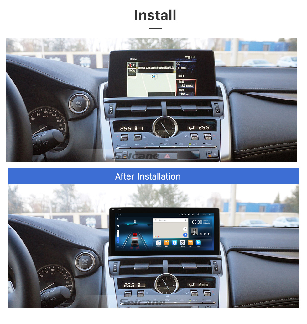 Seicane 12.3 pulgadas Android 12.0 para 2017 2018 2019 2020 2021 LEXUS NX Sistema de navegación GPS estéreo con soporte de pantalla táctil Bluetooth Cámara de visión trasera