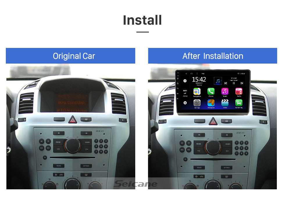 Seicane Android 13.0 HD Écran tactile 9 pouces pour 2006 2007 2008-2010 OPEL ZAFIRA Radio Système de navigation GPS avec prise en charge Bluetooth Caméra arrière Carplay