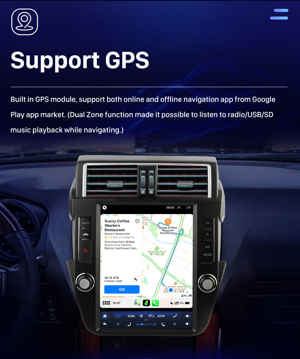 Seicane Carplay OEM 12,1 pouces Android 10.0 pour 2008 2009 2010 2011-2016 TOYOTA Alphard A20 Radio Système de navigation GPS avec écran tactile HD Prise en charge Bluetooth OBD2 DVR TPMS