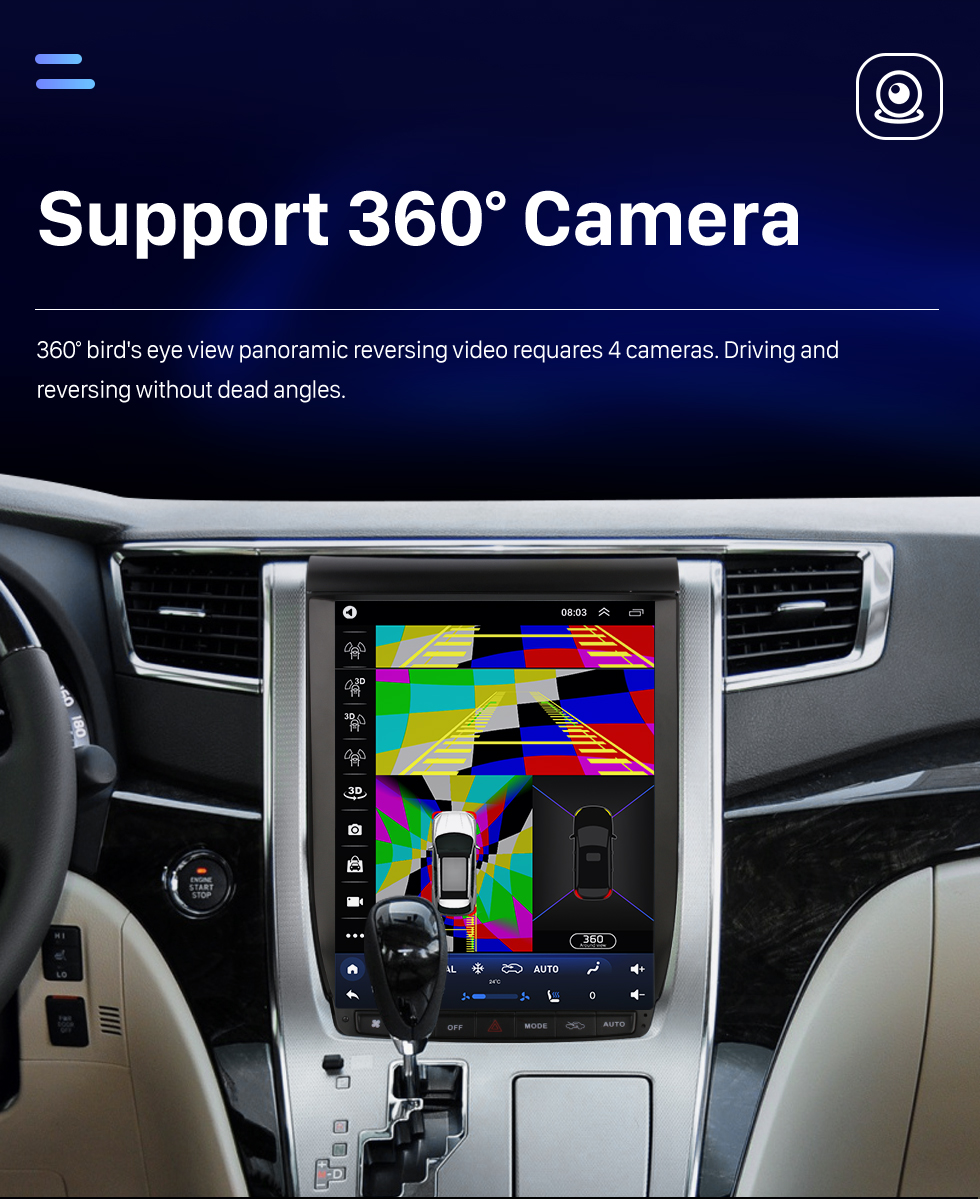 Seicane Carplay OEM 12,1-дюймовый Android 10.0 для 2008 2009 2010 2011-2016 TOYOTA Alphard A20 Радио GPS-навигационная система с сенсорным экраном HD Поддержка Bluetooth OBD2 DVR TPMS