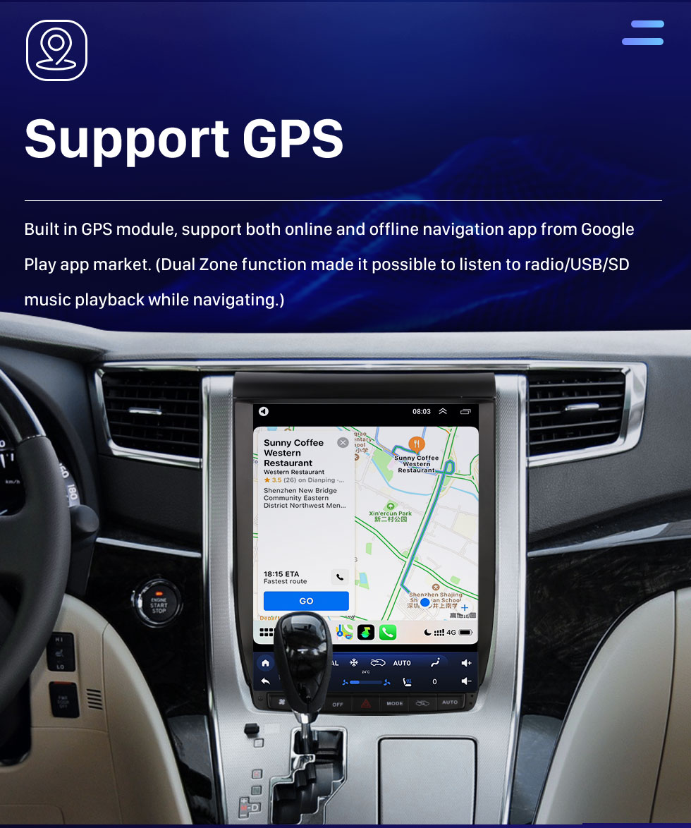 Seicane Carplay OEM 12,1 pouces Android 10.0 pour 2008 2009 2010 2011-2016 TOYOTA Alphard A20 Radio Système de navigation GPS avec écran tactile HD Prise en charge Bluetooth OBD2 DVR TPMS Seicane Carplay OEM 12,1 pouces Android 10.0 pour 2008 2009 2010 2011-2016 TOYOTA Alphard A20 Radio Système de navigation GPS avec écran tactile HD Prise en charge Bluetooth OBD2 DVR TPMS