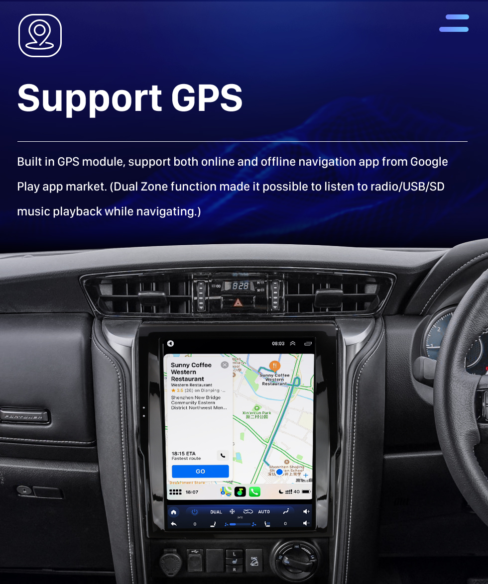 Seicane Carplay OEM 12,1 Zoll Android 10.0 für 2018 2019 2020 TOYOTA Fortuner Radio Android Auto GPS Navigationssystem mit HD Touchscreen Bluetooth Unterstützung OBD2 DVR