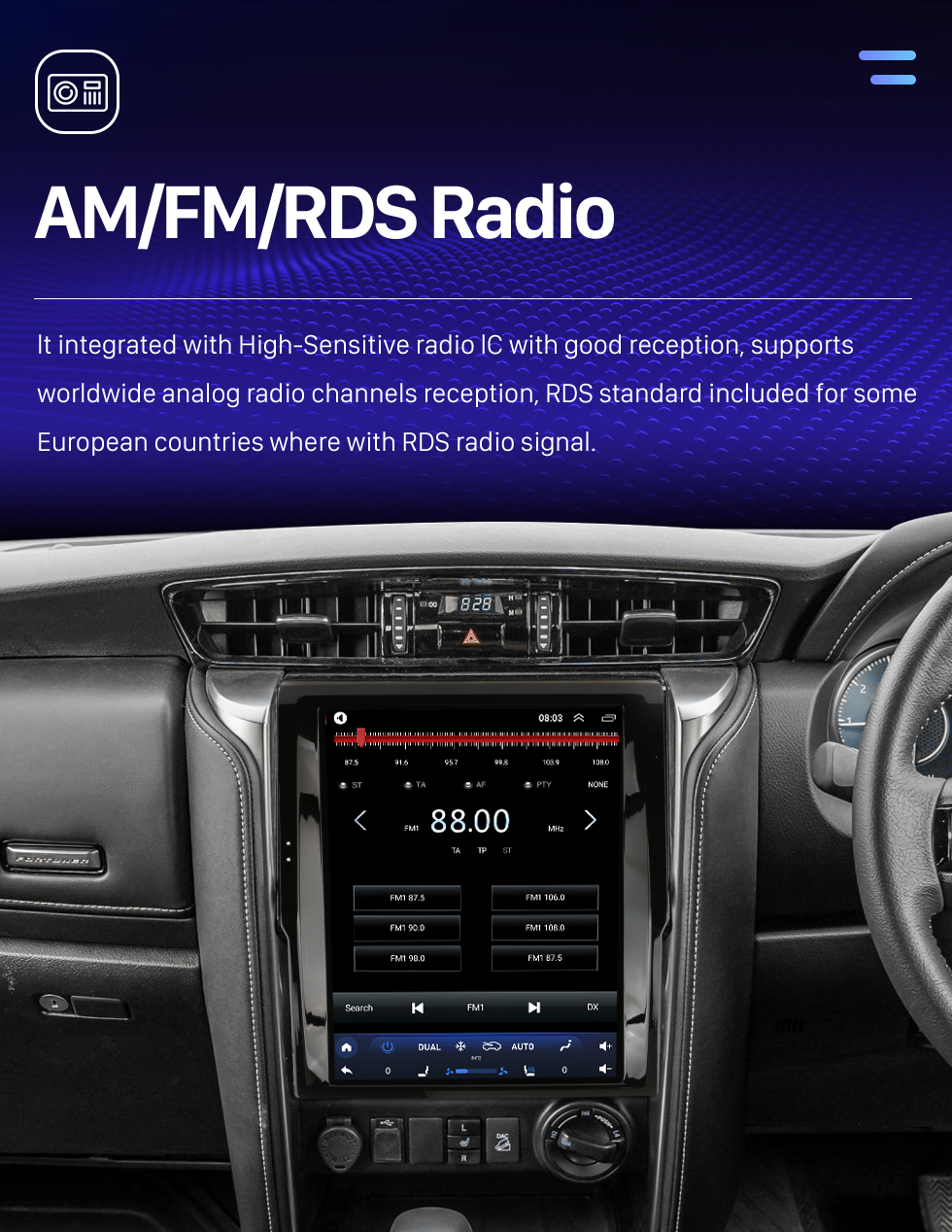 Seicane Carplay OEM 12,1-дюймовый Android 10.0 для 2018 2019 2020 годов TOYOTA Fortuner Radio Android Автоматическая система GPS-навигации с сенсорным экраном HD Поддержка Bluetooth OBD2 DVR