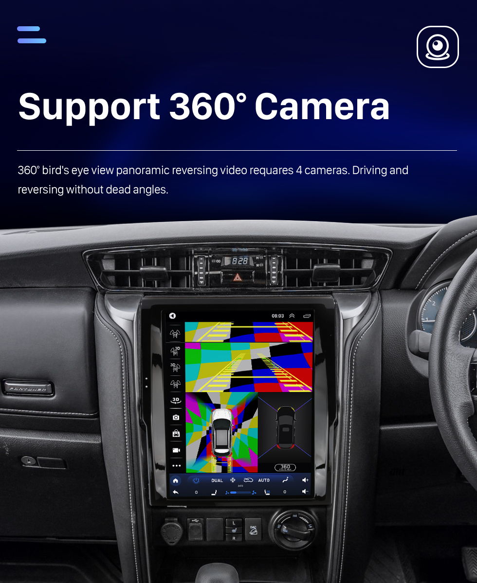 Seicane Carplay OEM 12,1 polegadas Android 10.0 para 2018 2019 2020 TOYOTA Fortuner Radio Android Auto Sistema de navegação GPS com tela sensível ao toque HD com suporte para Bluetooth OBD2 DVR